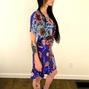 Diane von Furstenberg Multi Floral Faux Wrap silk Dress